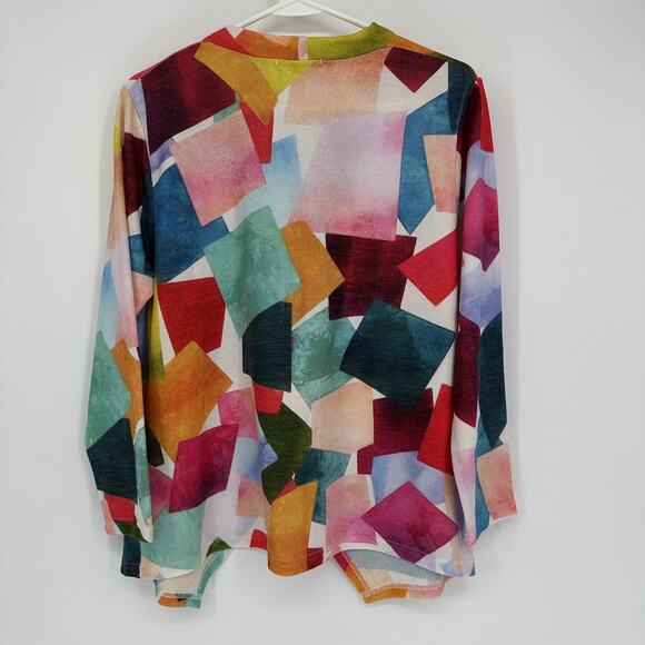 Trisha Tyler Jacket Womens Petite Medium Multicolor Abstract Single Button Drape - Picture 8 of 11